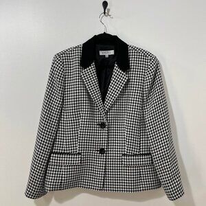 Minimalist Chic Career Preppy Houndstooth Double Button Kasper Blazer [size 18]